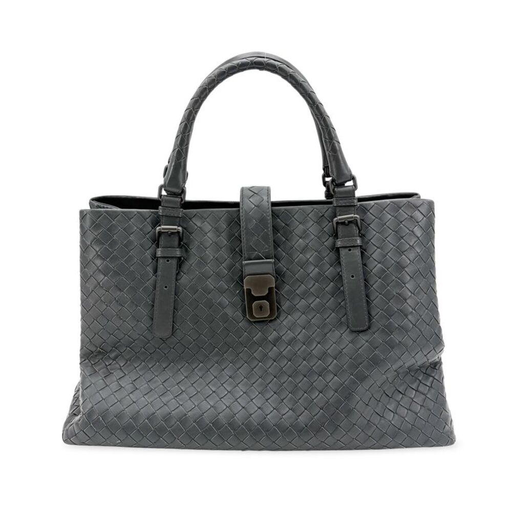 Bottega Veneta Roma Intrecciato Nappa Gray Leather Handbag
